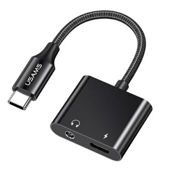 USAMS AU15-adapter USB-C - jack 3.5 mm DAC + USB-C PD60W sort SJ598YPTC01 (US-SJ598)