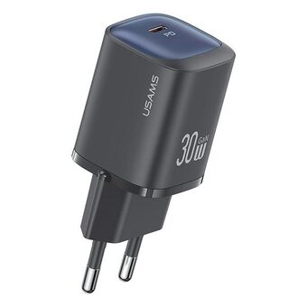 USAMS Ład. siec. CC251 30W GaN USB-C Hurtigopladning HC-serien sort/sort CC251TC01