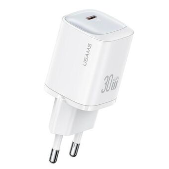 USAMS Ład. siec. CC251 30W GaN USB-C Hurtigopladning HC-serien hvid/hvide CC251TC02