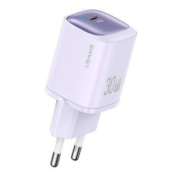 USAMS Ład. siec. CC251 30W GaN USB-C Hurtigopladning HC-serien lilla/purple CC251TC03