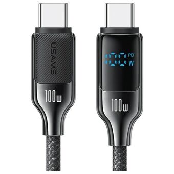 USAMS Kabel USB-C til USB-C 100W 1,2m Digital Display Zink Alloy Hurtigopladning Datakabel HX Series SJ742USB01 (US-SJ742)