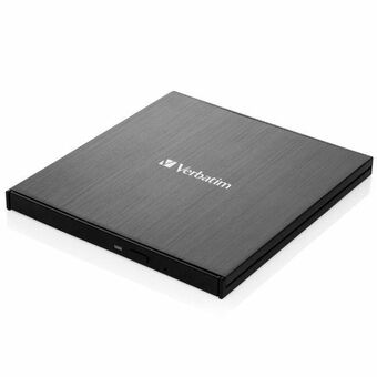 Verbatim Ekstern Slimline Blu-ray Ultra HD 4K-optager + USB-C/USB-A-kabel sort/sort 43888