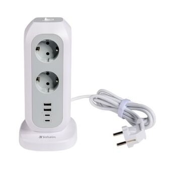 Verbatim Forlængerledning lodret 15-i-1 11xAC EU/2xUSB-C/2xUSB-A 2m EUPT-01 hvid/white 49547