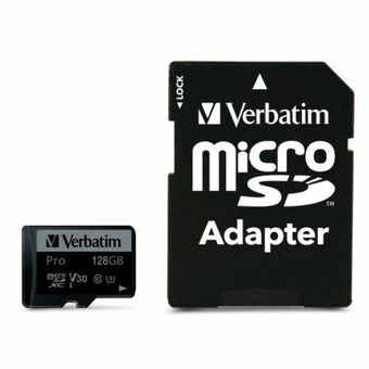 Verbatim MicroSD-kort 128GB + adapter Pro U3 sort/black 47044