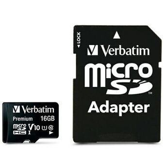 Verbatim Karta microSDHC 16GB V10 + adapter sort/black 44082