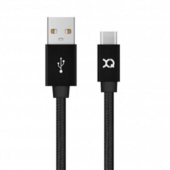 Xqisit Cotton USB C 3.0 kabel sort/sort 1,8m 27749