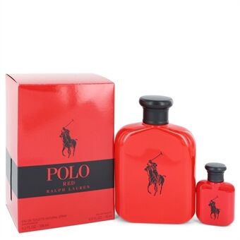 Polo Red by Ralph Lauren - Gift Set -- 4.2 oz Eau De Toilette Spray + 0.5 oz Mini EDT - til mænd