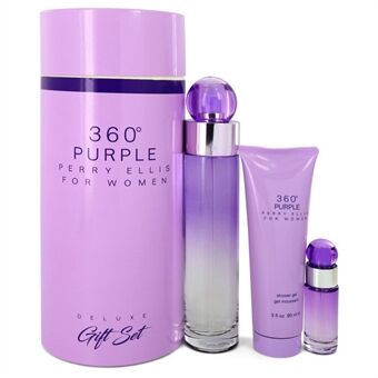 Perry Ellis 360 Purple by Perry Ellis - Gift Set -- 3.4 oz Eau De Parfum Spray + .25 oz Mini EDP Spray + 3 oz Shower Gel - til kvinder