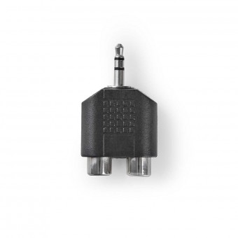 Stereo Audio Adapter | 3.5 mm Hanstik | 2x RCA Hun | Nikkelplateret | Lige | ABS | Sort | 1 stk. | Box