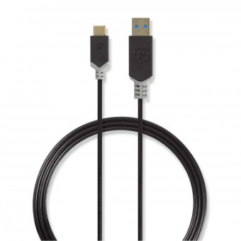 USB-kabel | USB 3.2 Gen 1 | USB-A han | USB-C™ Han | 5 Gbps | Guldplateret | 1.00 m | Runde | PVC | Antracit | Plastikpose