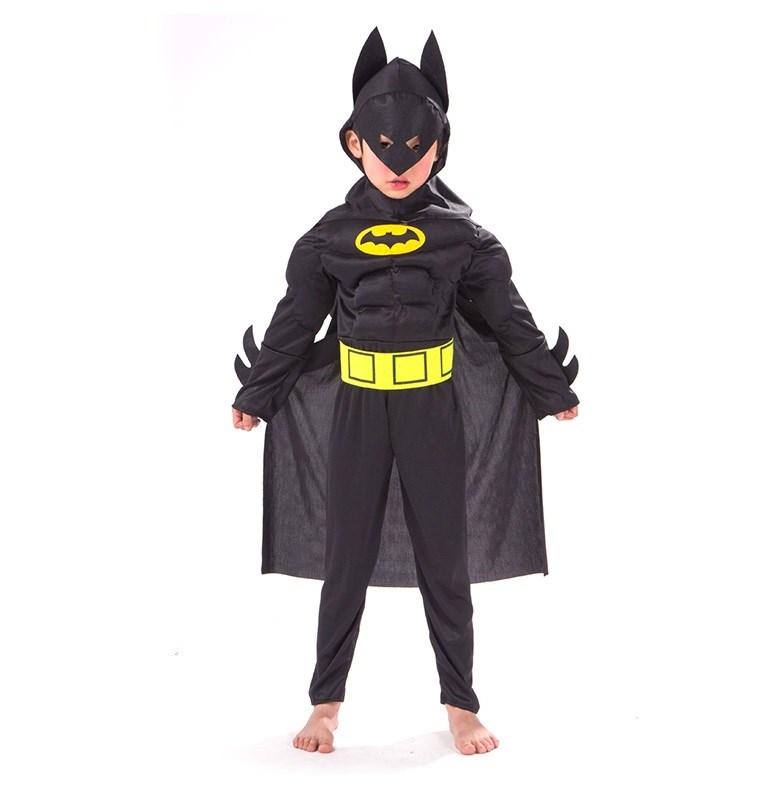 Batman Kostume - Børn - Inkl. Maske + Dragt + Kappe -