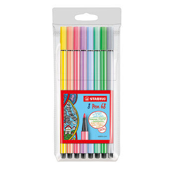 STABILO pen 68 Pastel Filtpenne, 8 stk.