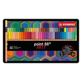 Stabilo point 88 arty metal box fineliners, 66 stk.