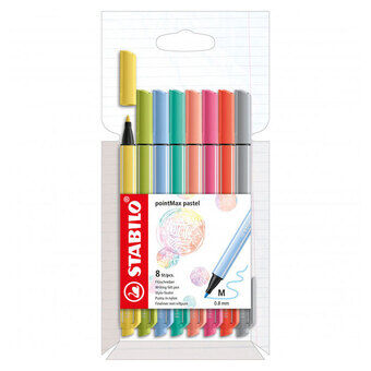 Stabilo pointmax fineliners pastel, 8 stk.