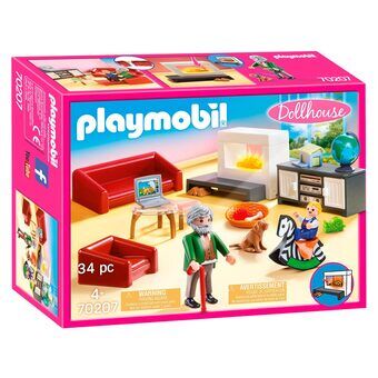 Playmobil dukkehus stue med pejs - 70207