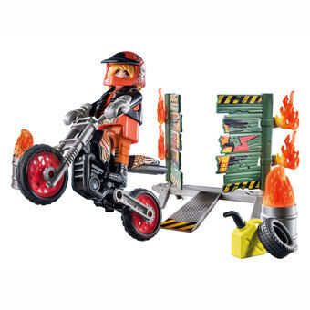 Playmobil startpakke stunt show motor med brandvæg - 71256