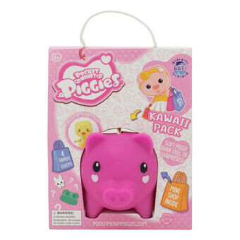 Pockey Money Piggies Legetøjsfigur med Sparegris - Kawaii Pakke