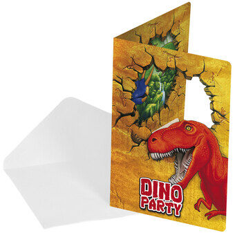 Dino invitationer, 6 stk.