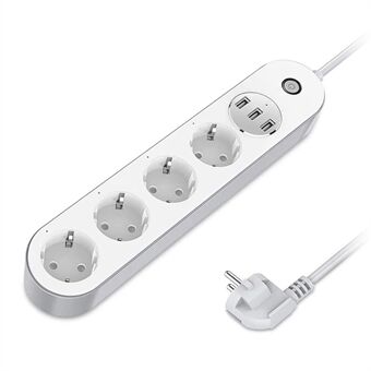 WPS02 4 udtag Smart Socket WiFi Mobiltelefonstyring Timer-stik Tuya Smart Multifunktionel Socket Power Strip med 3 USB-grænseflader (EU-stik)