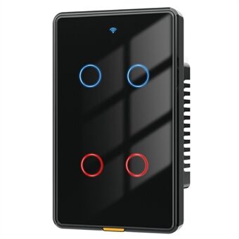 MG-KG101 WiFi+433 Dual Mode 4 Gang 10A Touch Smart Switch Tuya APP Stemmekontrol Væglampekontakt, US-stik / Sort