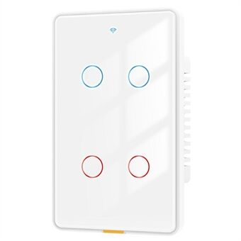 MG-KG101 WiFi+433 Dobbelt Mode 4-Gang 10A Touch Smart Switch Tuya APP Stemmestyring Væglyskontakt, US Stik / Hvid