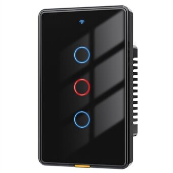 MG-KG101 WiFi+433 Dual Mode 3 Gang 10A Touch Smart Switch Tuya APP Stemmekontrol Væglyskontakt, US Plug / Sort