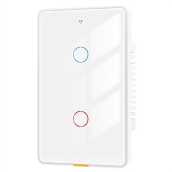 MG-KG101 WiFi+433 Dual Mode 2 Gang 10A Smart Switch Tuya APP Stemmestyring Berøringsvægkontakt, US Version / Hvid