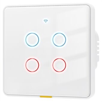 MG-KG110 4-Bandet WiFi+433 Dual Mode Touch Smart Switch Tuya APP Stemmekontrol Væglampekontakt, EU Stik  /  Hvid