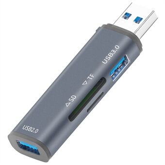 ADS-308A Aluminiumlegering USB 3.0 + USB 2.0 Splitter Hub SD / TF-kortlæser