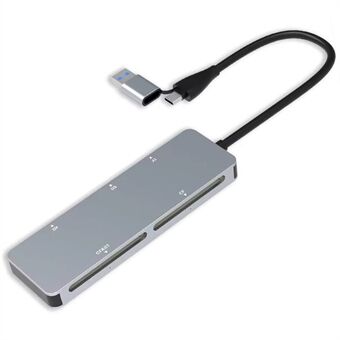 CR307D USB3.0 / Type-C til Cfast+XD+CF+SD+TF 5-i-1 Hukommelseskortlæser 5Gbps Højhastighedsadapter