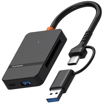 ADS-316 Til Huawei / Xiaomi / Samsung 8-i-1 Kortlæser Type-C + USB-A til SD / TF / MS / CF1 / Type-C / USB 3.0 U Disk Læseadapter