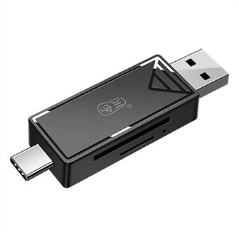 KAWAU C251 USB 2.0 Type C + USB SD / TF Card Reader Portable OTG-adapter.