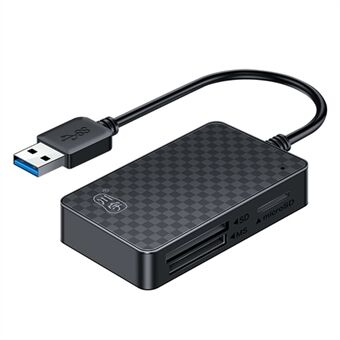 KAWAU C366 USB3.0 Kortlæser Multi-Port CF / TF / SD / MS Kortlæser med 15cm Kabel (Visning af enkelt drevbogstav)