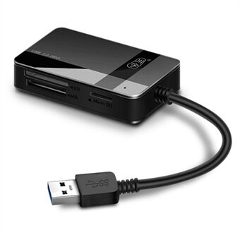 KAWAU C369DUO USB3.0-kortlæseradapter Understøtter CF / TF / SD / MS Bærbar 4-i-1-kabeltilsluttet kortlæser