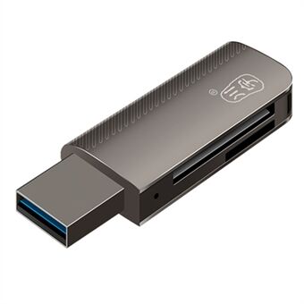 KAWAU C370 USB3.0 SD+TF 2-i-1 kortlæser bærbar mini metal kortlæser med enkelt drevbogstav