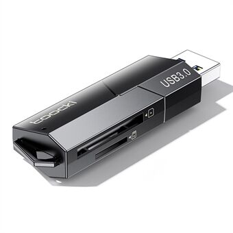 TOOCKI TQ-CS02 USB3.0 til SD TF-kortlæser Retractable hukommelseskortlæseradapter til computer, PC og bærbar computer.