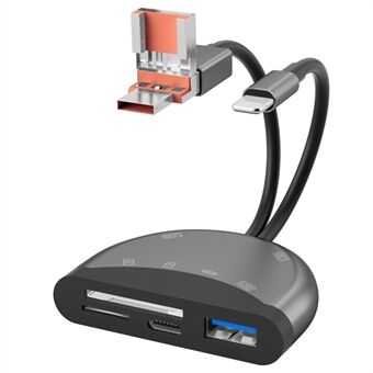 NK1052TL Pro 3-i-1 USB + Type-C + iP til SD / TF Kortlæser Dataoverførselsadapter til Telefoner Tablets Computere