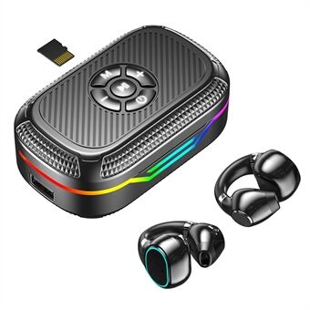 DX-15 MP3 Bluetooth Trådløse Earphone RGB Light Clip-On Earbud Understøtter TF Kort Output