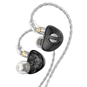 TRN MT4 PRO Aftagelige 3,5mm Kablede In-Ear Øretelefoner Dobbelt Dynamisk Driver HiFi Headset, uden Mikrofon