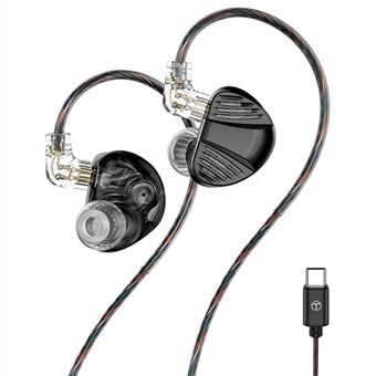 TRN V10 Pro Type-C Aftagelig Kablet In-Ear Øretelefon HiFi Musik Gaming Headset med Mikrofon