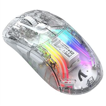 ANGREBSHANE X2 Transparent Bluetooth Mus RGB Lys Tre Tilstande 5DPI Trådløs Mus