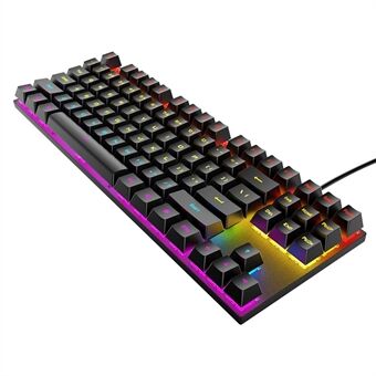 T-WOLF T18 USB Kablet Tastatur 87-Tasters Farvebelyst Computer Gaming Mekanisk Tastatur