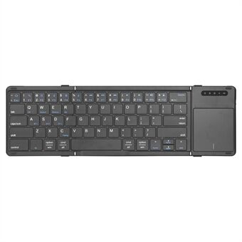 B077T Foldbar PU Læder Trådløs Bluetooth-tastatur med touchpad