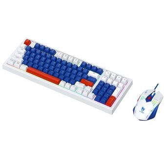 T-WOLF TF610 Baggrundsbelyst USB-kablet Gaming Tastatur Mus Sæt til Computer Laptop