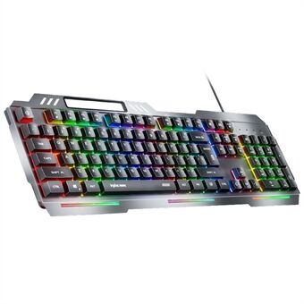 INPHIC K2 104-tastet kablet gaming-tastatur med metalpanel mekanisk tastatur med 7-farvet baggrundsbelysning