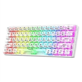 XUNFOX K30 Pro Tre tilstande Transparent Mekanisk Tastatur Hvid Akse 61 Taster Gaming Tastatur med RGB-baggrundslys