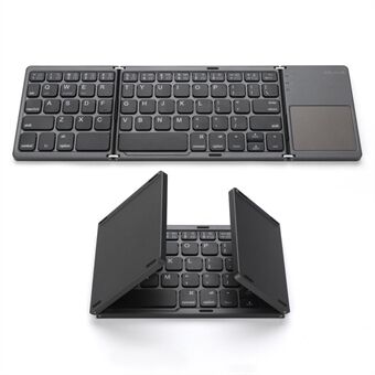 Foldbar trådløs Bluetooth-tastatur i mini-størrelse med touchpad til tablet, mobiltelefon, computer - sort