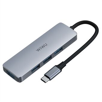 WIWU Alpha 440 Pro Type-C Hub til 4 X USB 3.0 Porte, Højhastigheds Data Transmission Adapter til