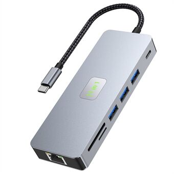 2411 Type-C Hub med 3xUSB 3.0+HD+VGA+2xKortlæser+PD 100W+RJ45 Ethernet+3.5mm AUX+USB-C