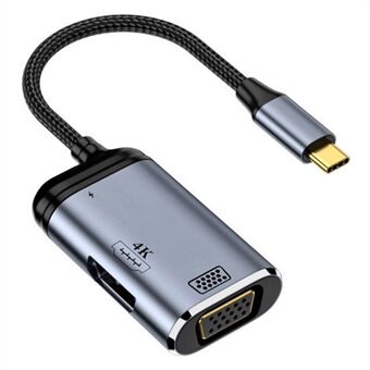 USB-C Hub Multi-Port-adapter Type-C til VGA+HD+PD 100W-adapter med audio og video transmission.